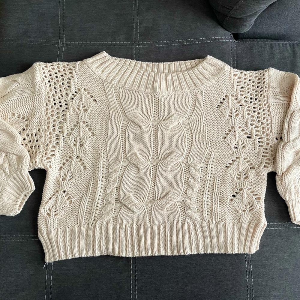 Fashion nova crop sweater with bell sleeves size L